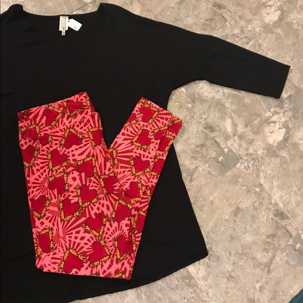 💝 Lularoe Leggings TC / Solid Black Top XL